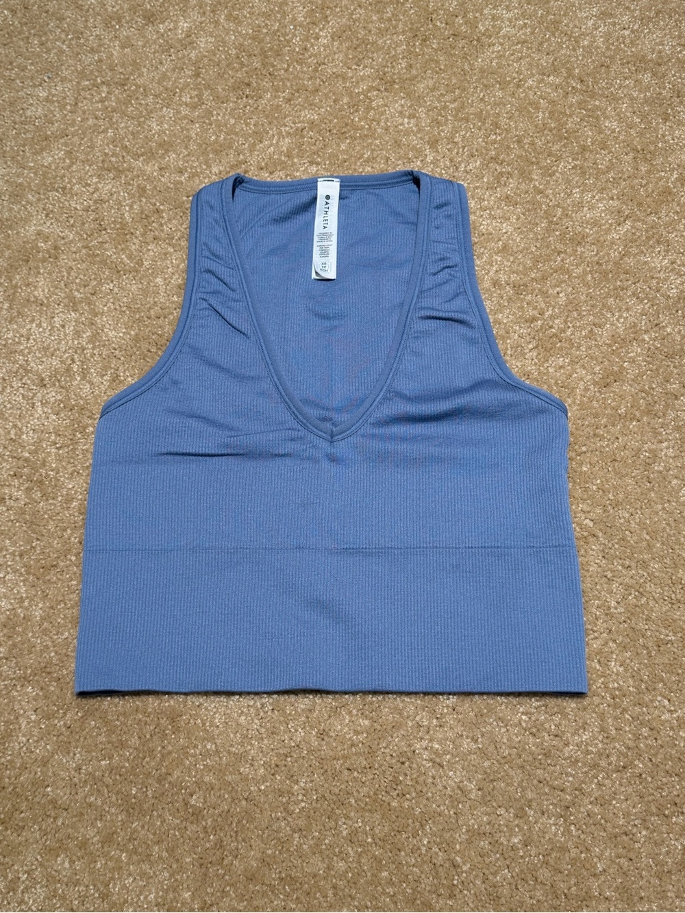 Athleta ‘AURORA’ Ribbed V-Neck Cropped Tank Top - Blue